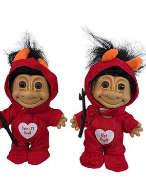 Vintage Russ Troll Dolls Devil Costume Pair Cute Li’l Devil Hot Stuff 90s